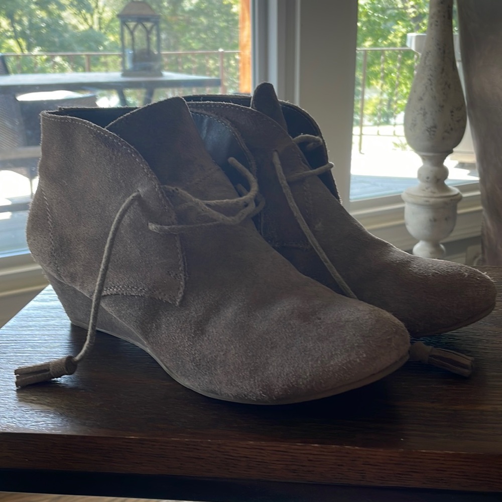 Gray Suede Ankle Boot with wedge heel